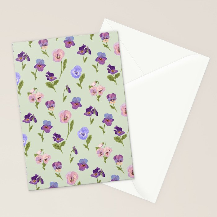 Pansy Flower Pattern Stationery Card Gallery Image 2