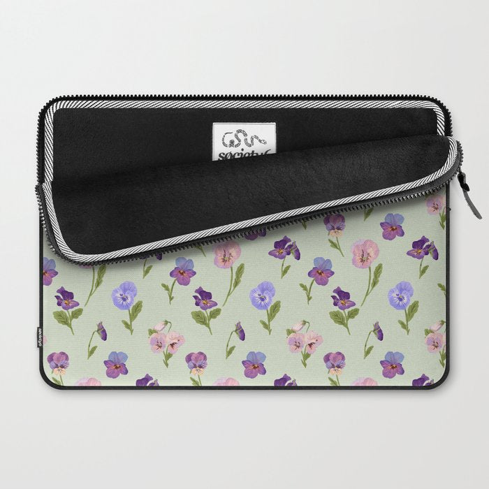 Pansy Flower Pattern Laptop Sleeve Gallery Image 2