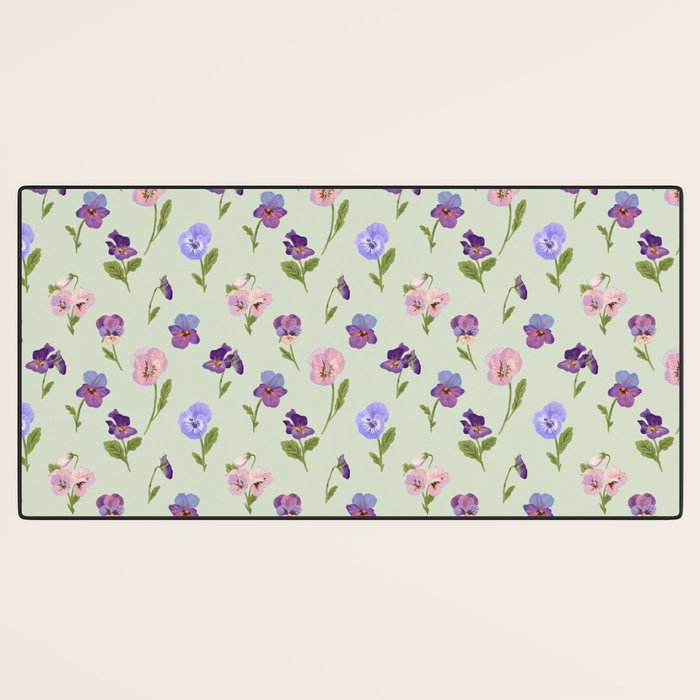 Pansy Flower Pattern Desk Mat Gallery Image 3