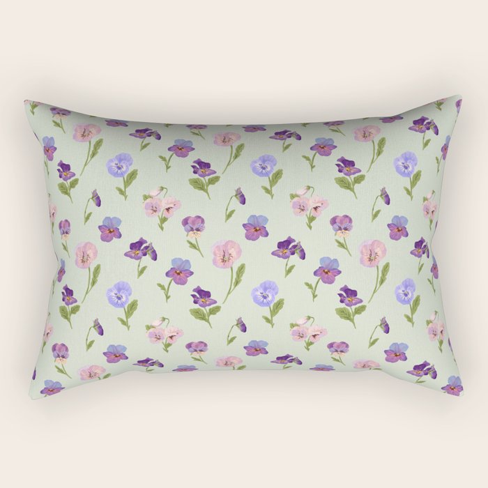 Pansy Flower Pattern Rectangular Pillow Gallery Image 2