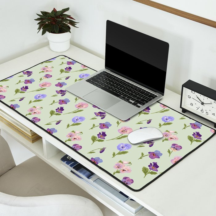Pansy Flower Pattern Desk Mat Gallery Image 2
