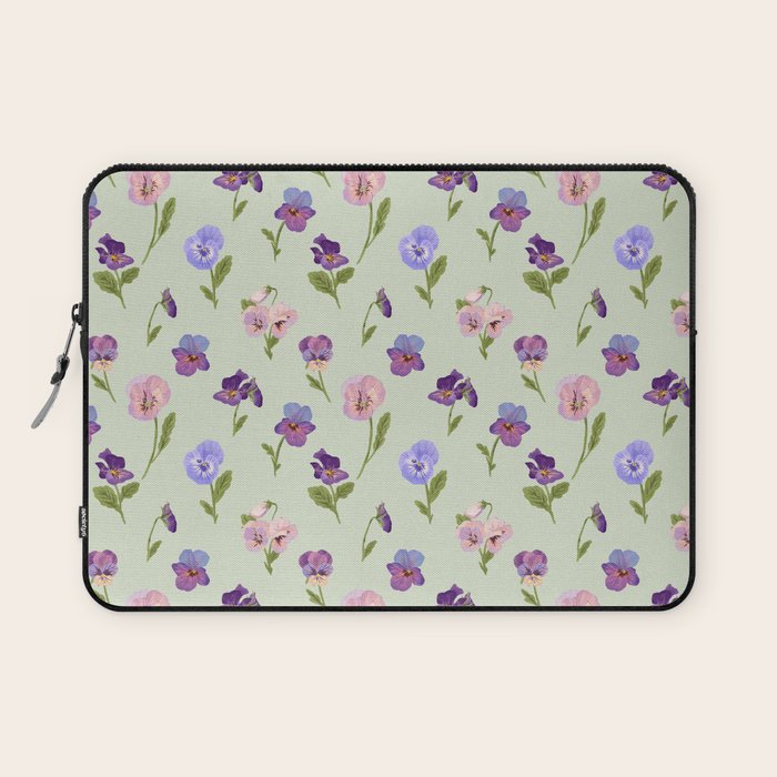 Pansy Flower Pattern Laptop Sleeve Gallery Image 1