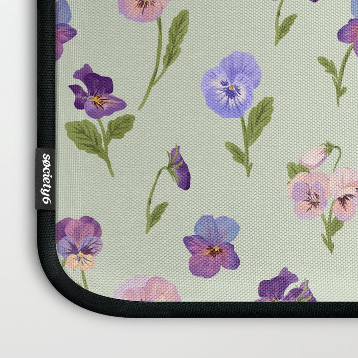 Pansy Flower Pattern Laptop Sleeve Gallery Image 3