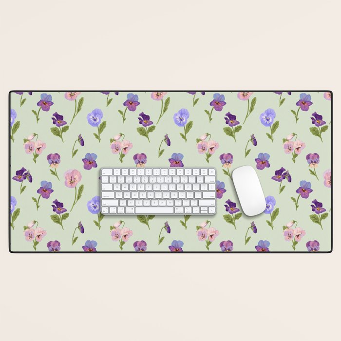 Pansy Flower Pattern Desk Mat Gallery Image 1