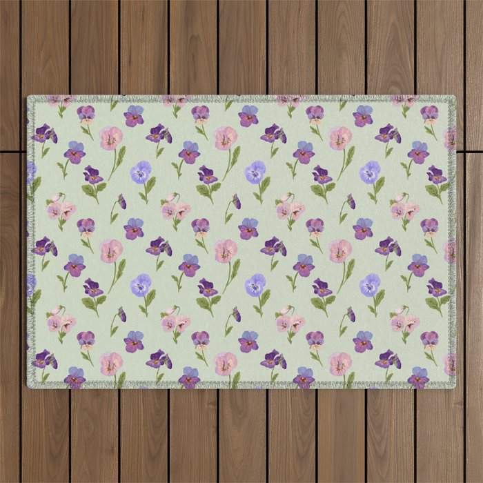 Pansy Flower Pattern Outdoor Rug Gallery Image 1