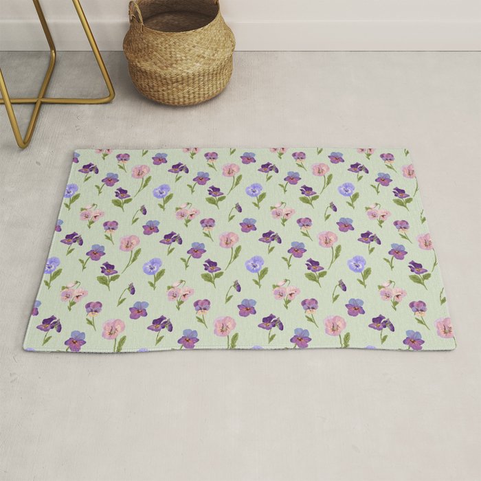 Pansy Flower Pattern Rug Gallery Image 1