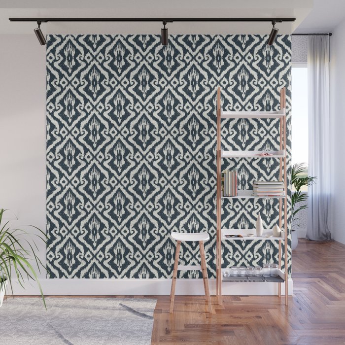 Modern Ikat . Navy Wall Mural Gallery Image 1