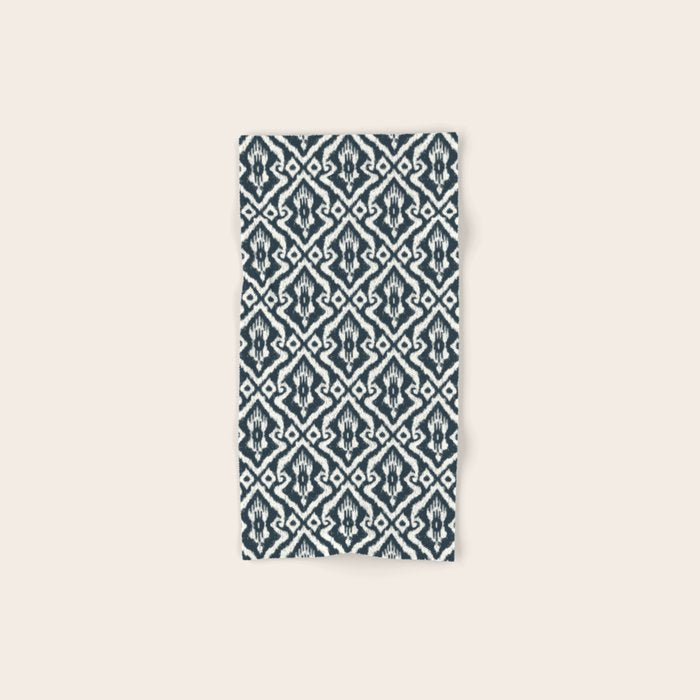 Modern Ikat . Navy Bath Towel Gallery Image 1