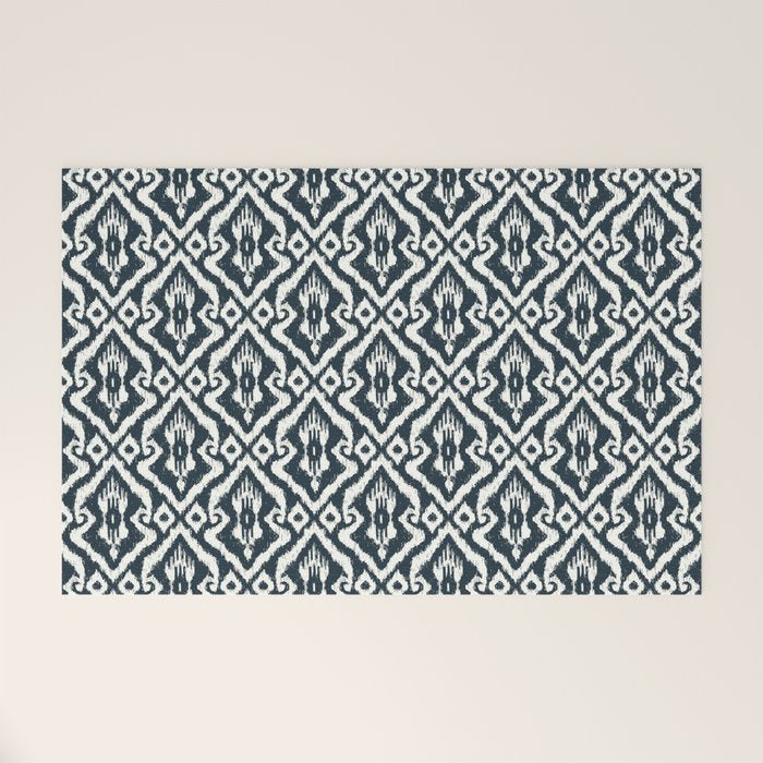Modern Ikat . Navy Welcome Mat Gallery Image 1