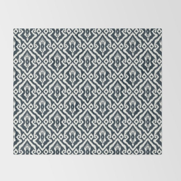 Modern Ikat . Navy Throw Blanket Gallery Image 2
