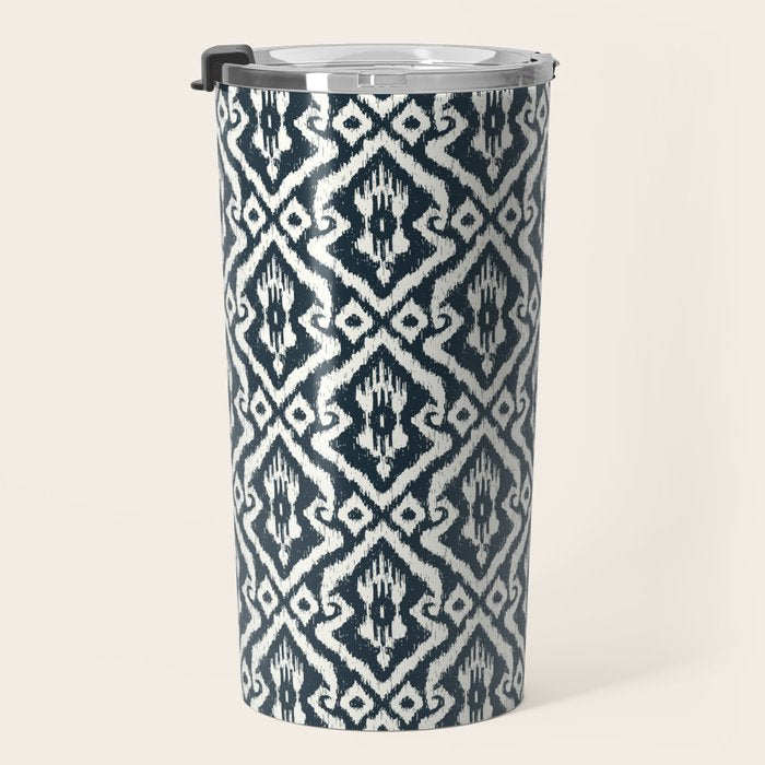 Modern Ikat . Navy Travel Mug Gallery Image 3