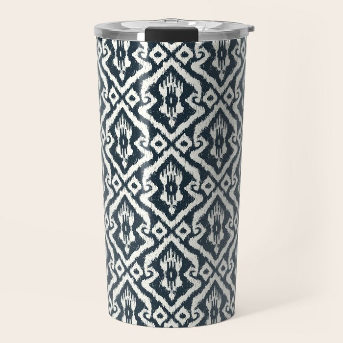 Modern Ikat . Navy Travel Mug Gallery Image 1