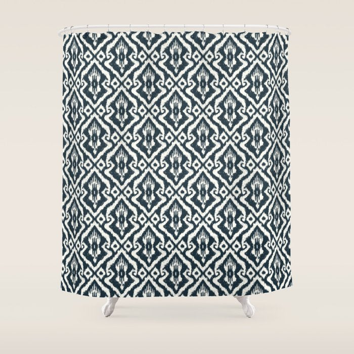 Modern Ikat . Navy Shower Curtain Gallery Image 1