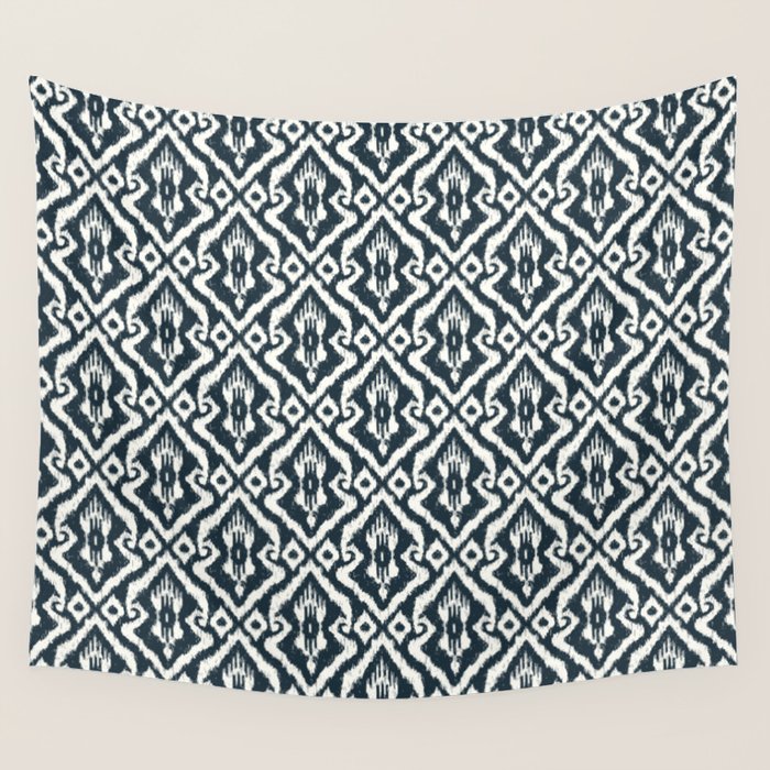 Modern Ikat . Navy Wall Tapestry Gallery Image 4