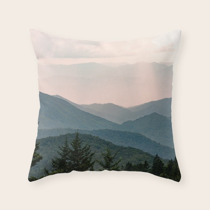 Smoky Mountain Pastel Sunset Throw Pillow Gallery Image 1