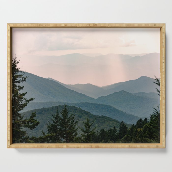 Smoky Mountain Pastel Sunset Serving Tray Gallery Image 1