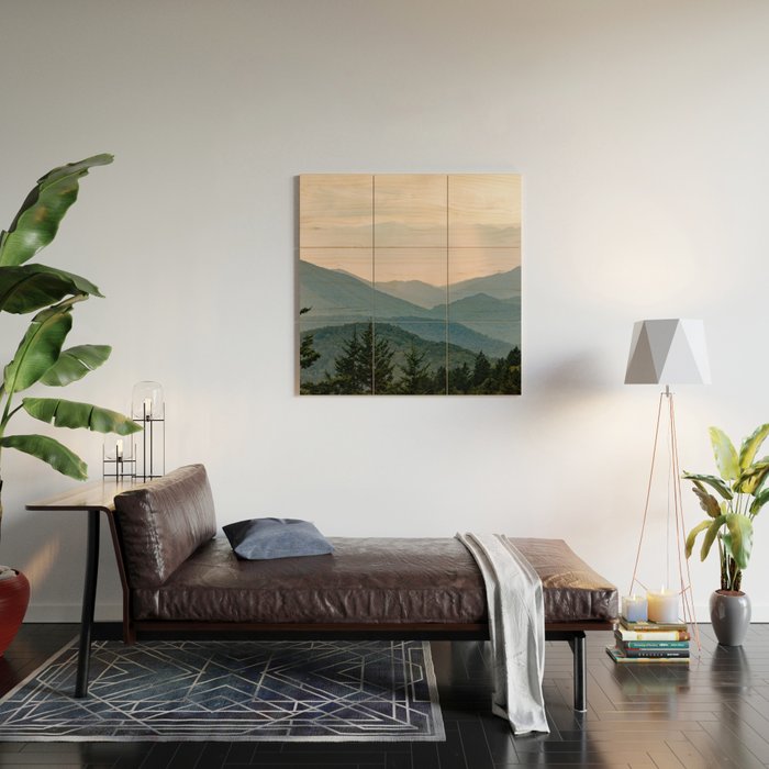 Smoky Mountain Pastel Sunset Wood Wall Art Gallery Image 2