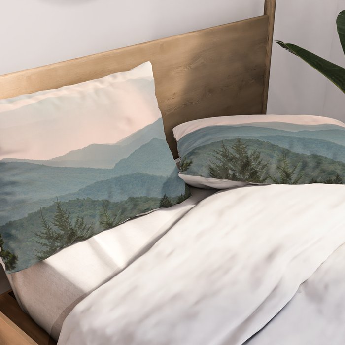 Smoky Mountain Pastel Sunset Pillow Sham Gallery Image 2