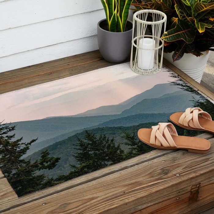 Smoky Mountain Pastel Sunset Outdoor Rug Gallery Image 2