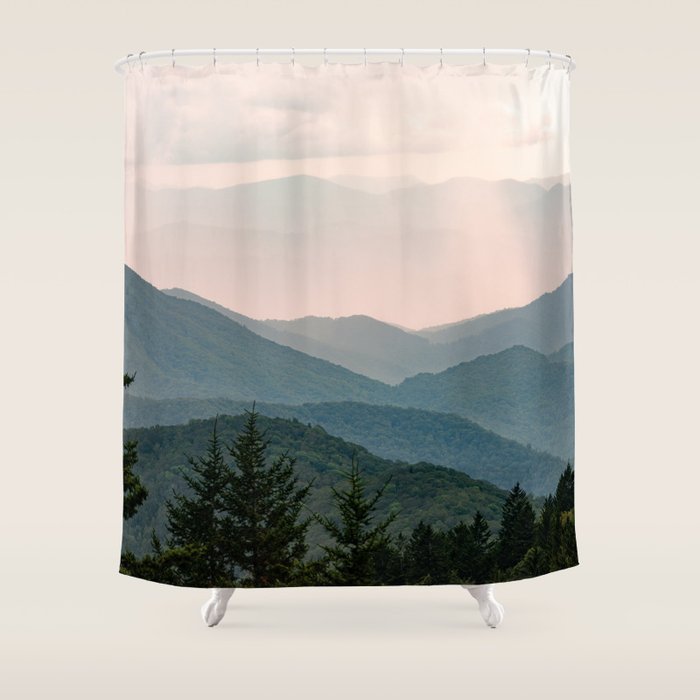 Smoky Mountain Pastel Sunset Shower Curtain Gallery Image 1