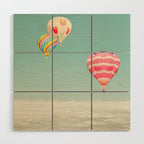Up Above - Hot Air Balloons Over Clouds Wood Wall Art Gallery Image 1