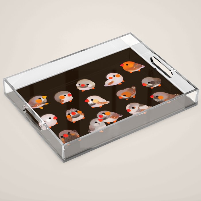 Zebra finch - dark Acrylic Tray Gallery Image 1