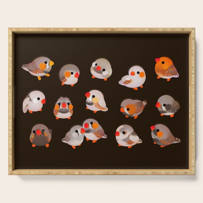 Zebra finch - dark Serving Tray Gallery Image 1