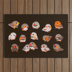 Zebra finch - dark Outdoor Rug Gallery Image 1