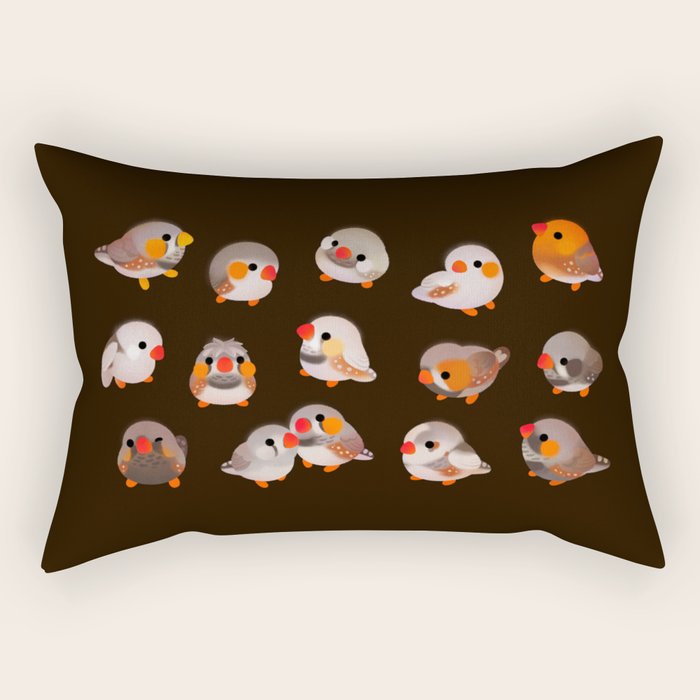 Zebra finch - dark Rectangular Pillow Gallery Image 1
