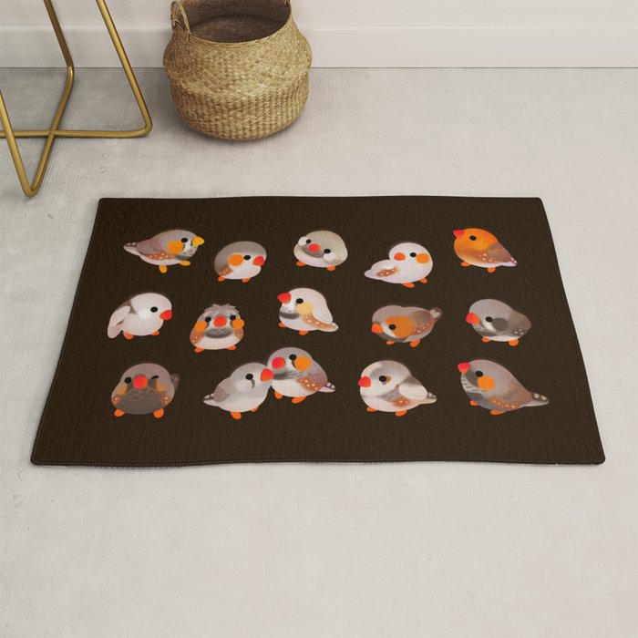 Zebra finch - dark Rug Gallery Image 1