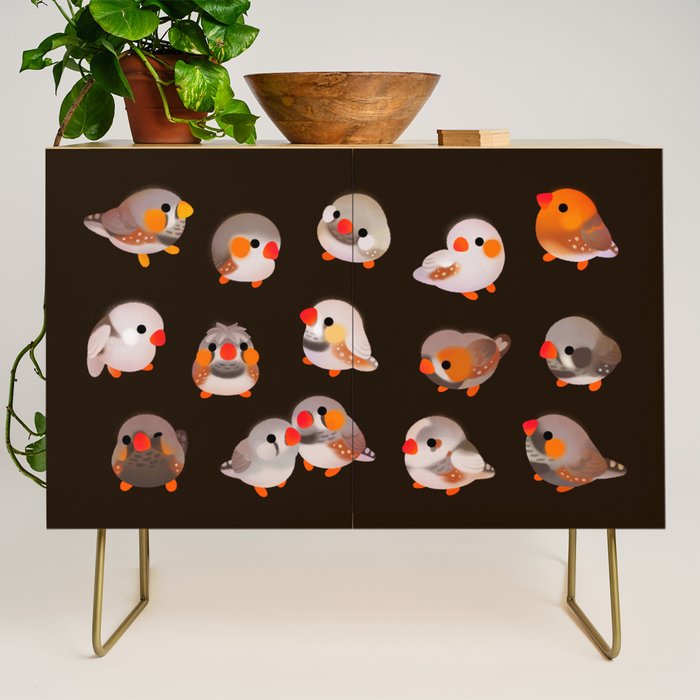 Zebra finch - dark Credenza Gallery Image 1