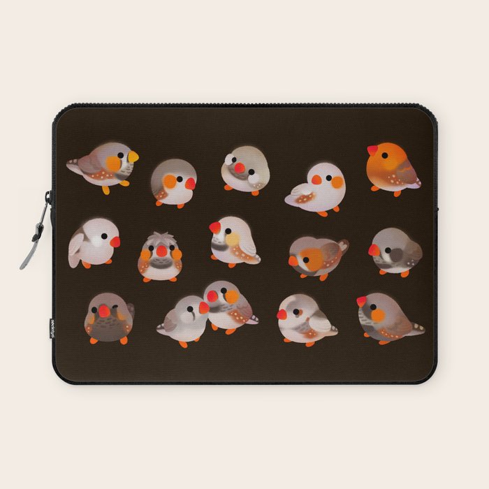 Zebra finch - dark Laptop Sleeve Gallery Image 1