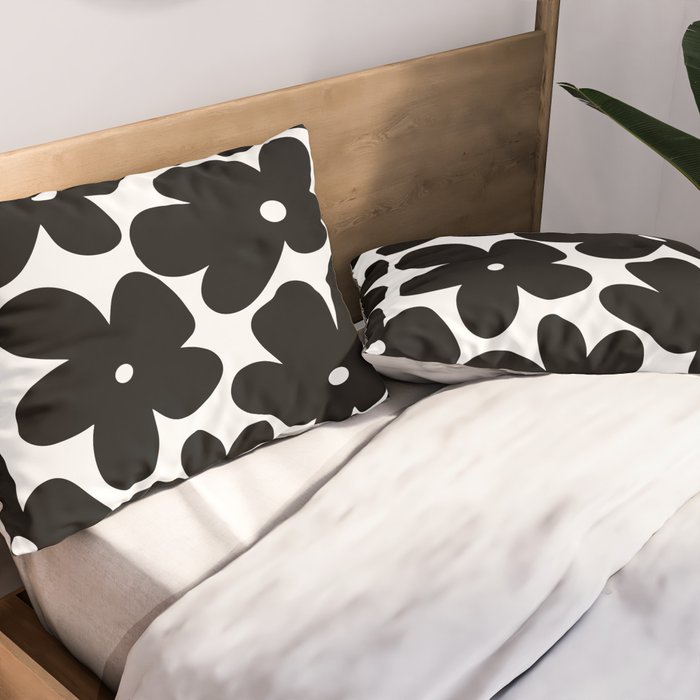 Black & White Flower - 70's Daisies Pillow Sham Gallery Image 2