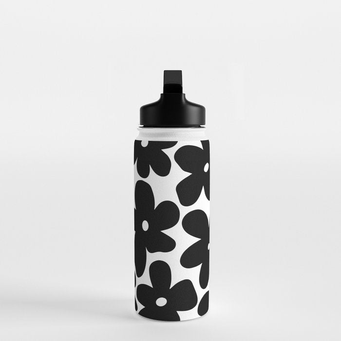 Black & White Flower - 70's Daisies Water Bottle Gallery Image 3