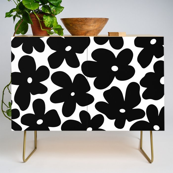 Black & White Flower - 70's Daisies Credenza Gallery Image 1
