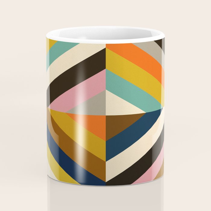 Mid Century Geometric Pattern Technicolor Diamond  Coffee Mug Gallery Image 4