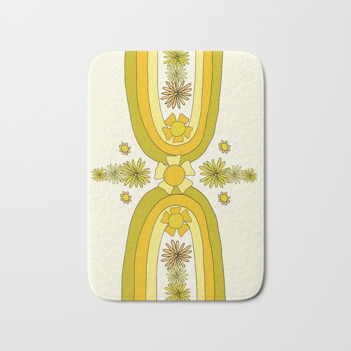 positive rainbow flowers // retro art by surfy birdy Bath Mat Gallery Image 1