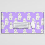 Fashionable white poodle Desk Mat Gallery Image 1