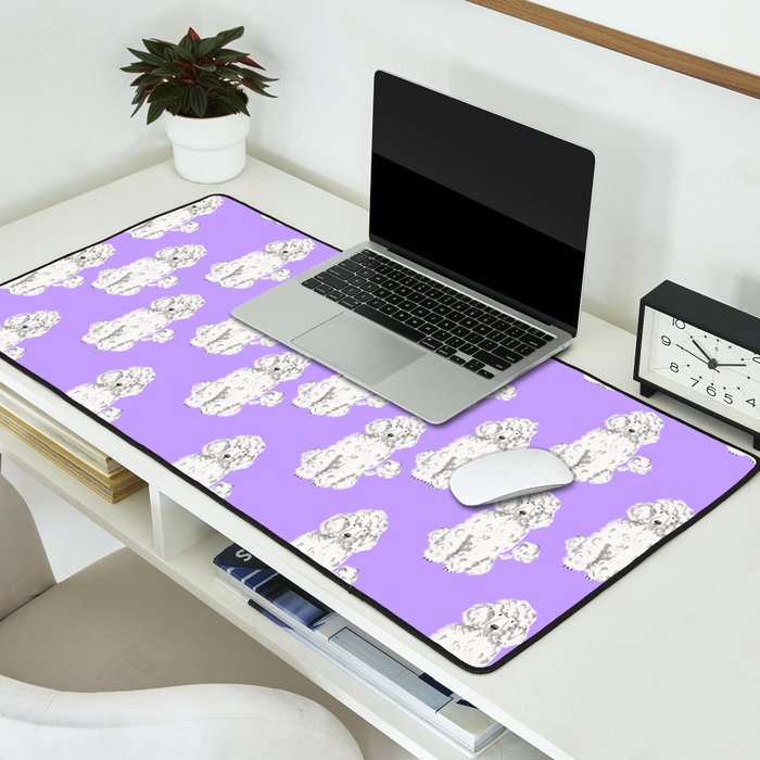 Fashionable white poodle Desk Mat Gallery Image 2