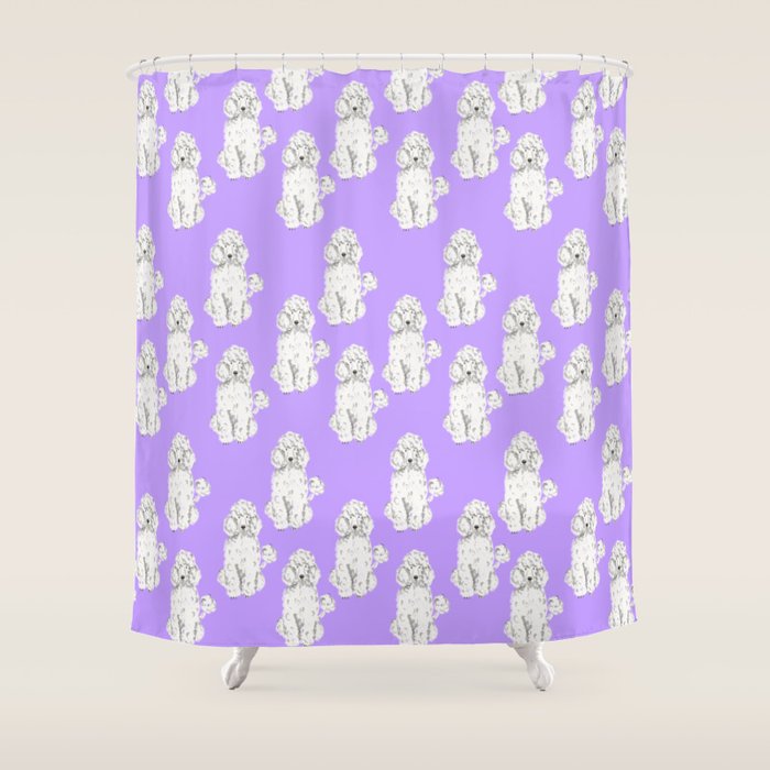 Fashionable white poodle Shower Curtain Gallery Image 1