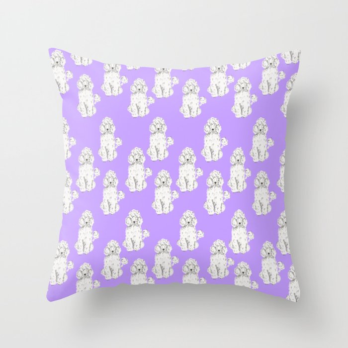 Fashionable white poodle Throw Pillow Gallery Image 1