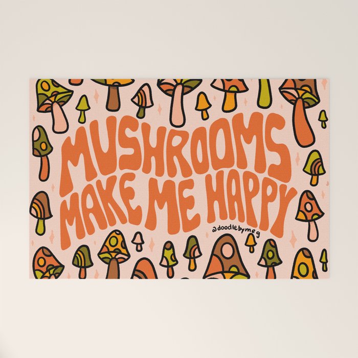 Mushrooms Make Me Happy Welcome Mat Gallery Image 1