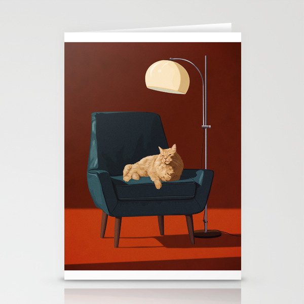 Cats on Chairs Deluxe Collection - Red Stationery Card Gallery Image 1