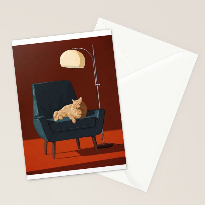 Cats on Chairs Deluxe Collection - Red Stationery Card Gallery Image 2