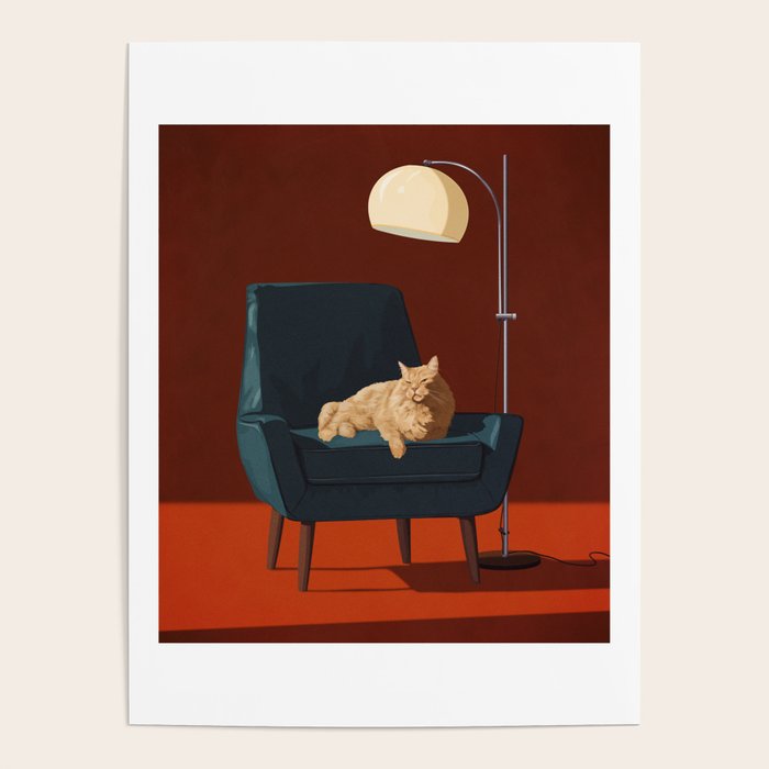 Cats on Chairs Deluxe Collection - Red Poster Gallery Image 4