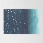 Garlands of stars, watercolor teal ocean Rug Gallery Image 2