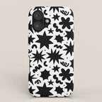 Black and white fun star doodle pattern iPhone Case Gallery Image 1