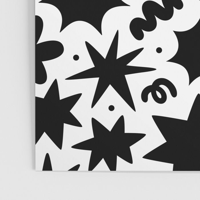 Black and white fun star doodle pattern Poster Gallery Image 3