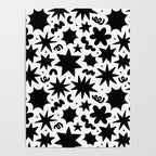 Black and white fun star doodle pattern Poster Gallery Image 4