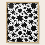Black and white fun star doodle pattern Serving Tray Gallery Image 1